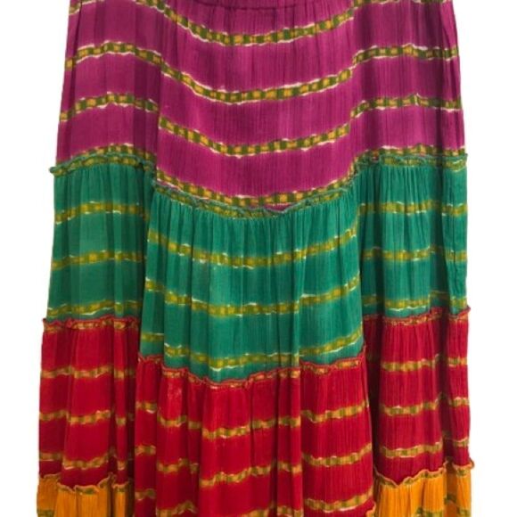 Ralph Lauren Red and Blue Tiered A-Line Maxi Skirt - Picture 4 of 8